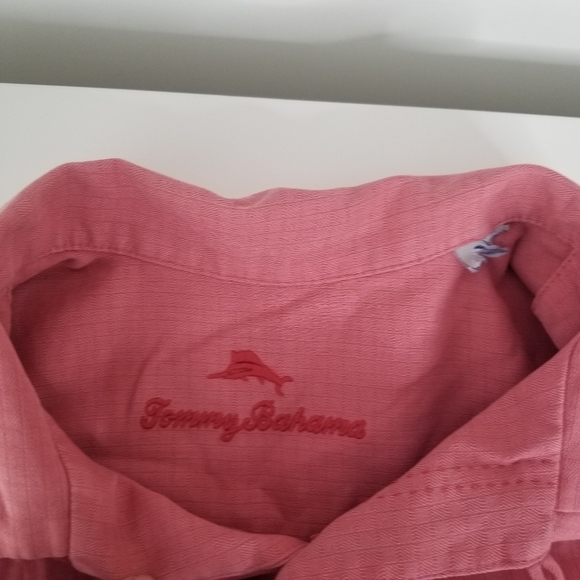 Tommy Bahama IslandZone Cool Max/Silk Blend Button Front Shirt Size S Salmon - Picture 11 of 13
